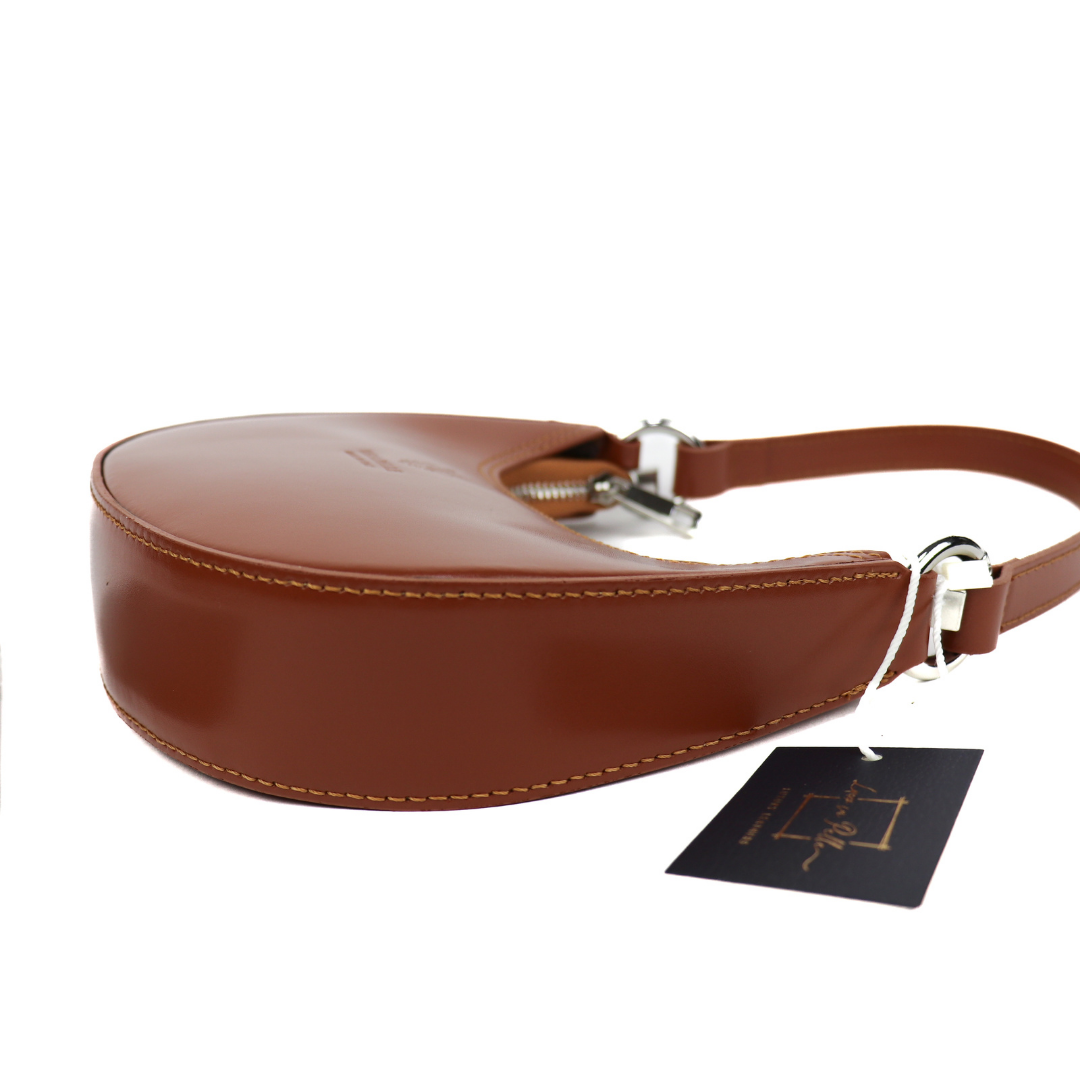 Small Shoulder Bag with Detachable Straps - Lussoinpelle White/Tan Shoulder Bag