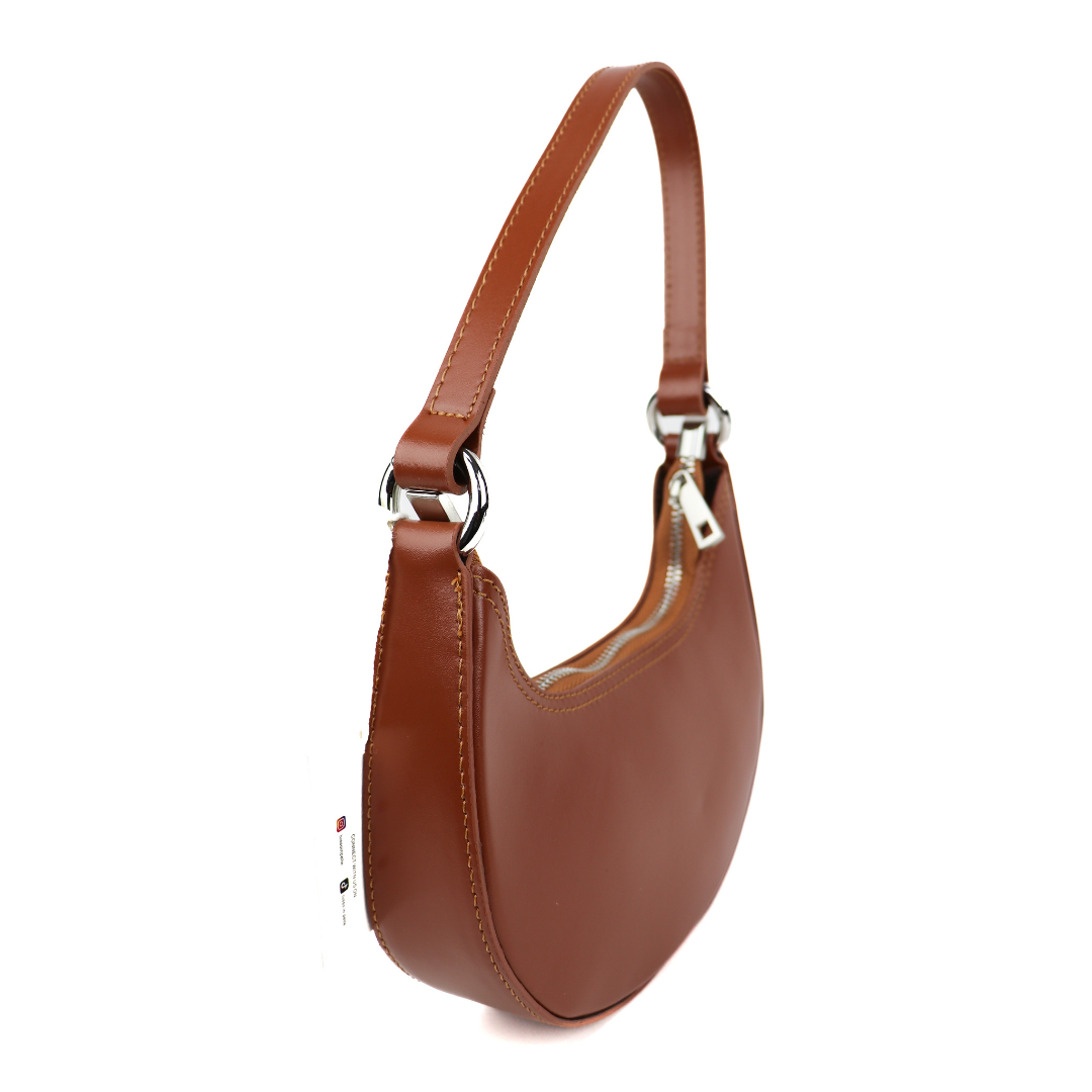 Small Shoulder Bag with Detachable Straps - Lussoinpelle White/Tan Shoulder Bag