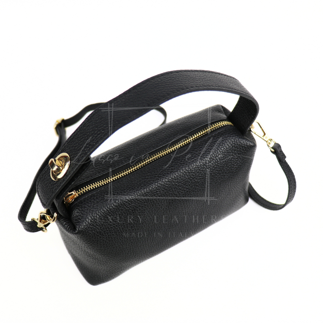 Top Handle Crossbody Leather Bad with Adjustable Detachable Straps - Lussoinpelle Beige Crossbody bags