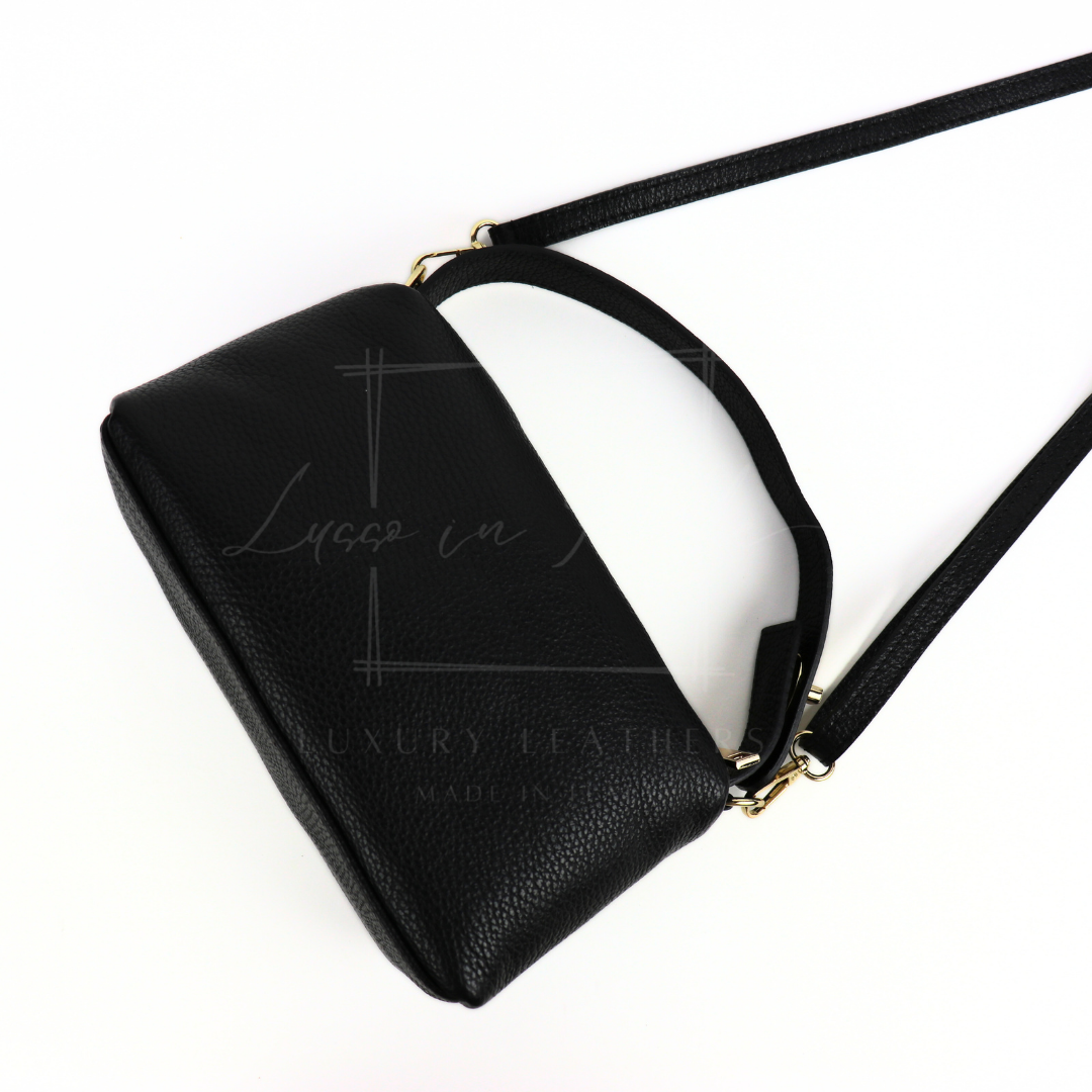 Top Handle Crossbody Leather Bad with Adjustable Detachable Straps - Lussoinpelle Beige Crossbody bags