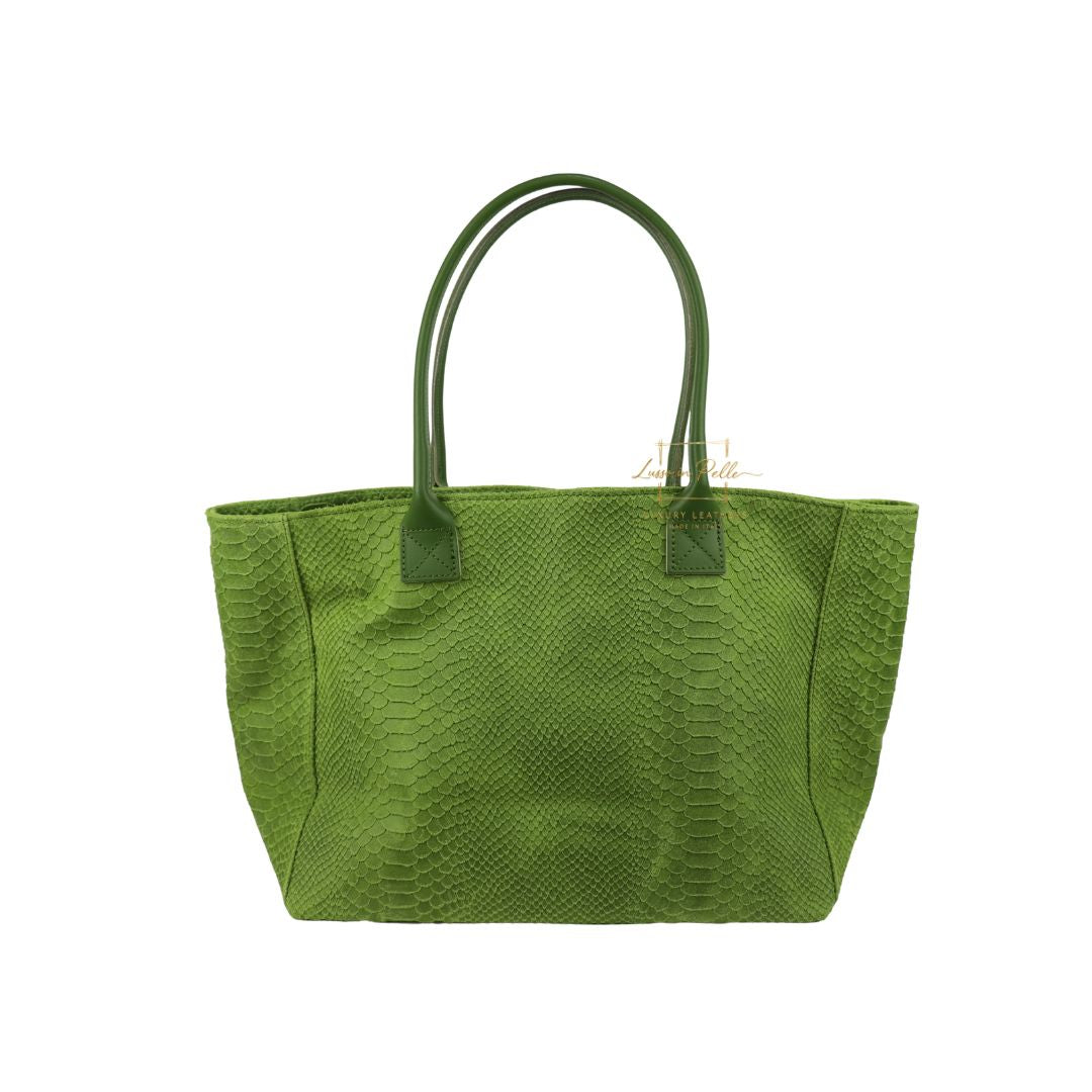 Suede Snake Print Two Style Large Shopper Bag