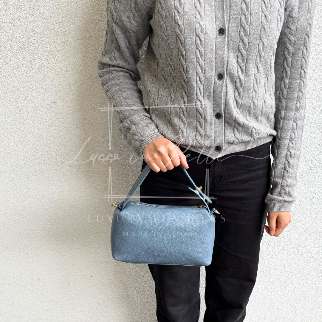 Top Handle Crossbody Leather Bad with Adjustable Detachable Straps - Lussoinpelle Beige Crossbody bags