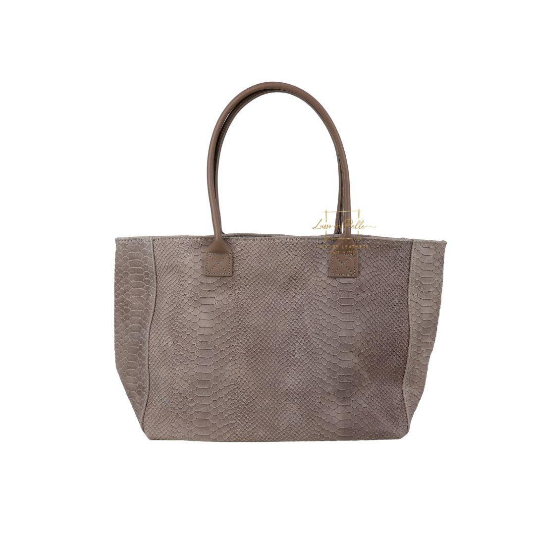 Suede Snake Print Two Style Large Shopper Bag