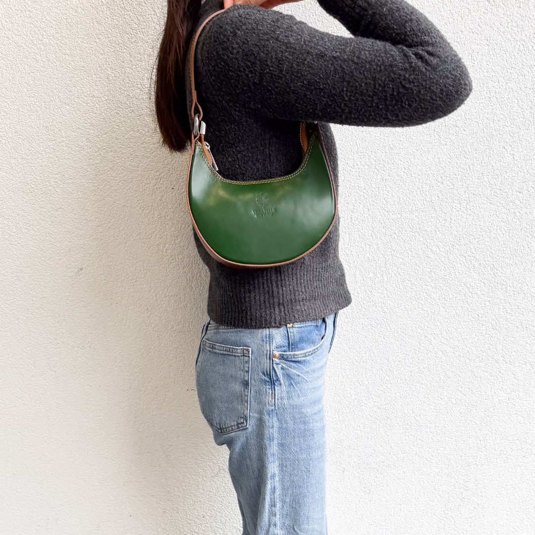 Small Shoulder Bag with Detachable Straps - Lussoinpelle White/Tan Shoulder Bag
