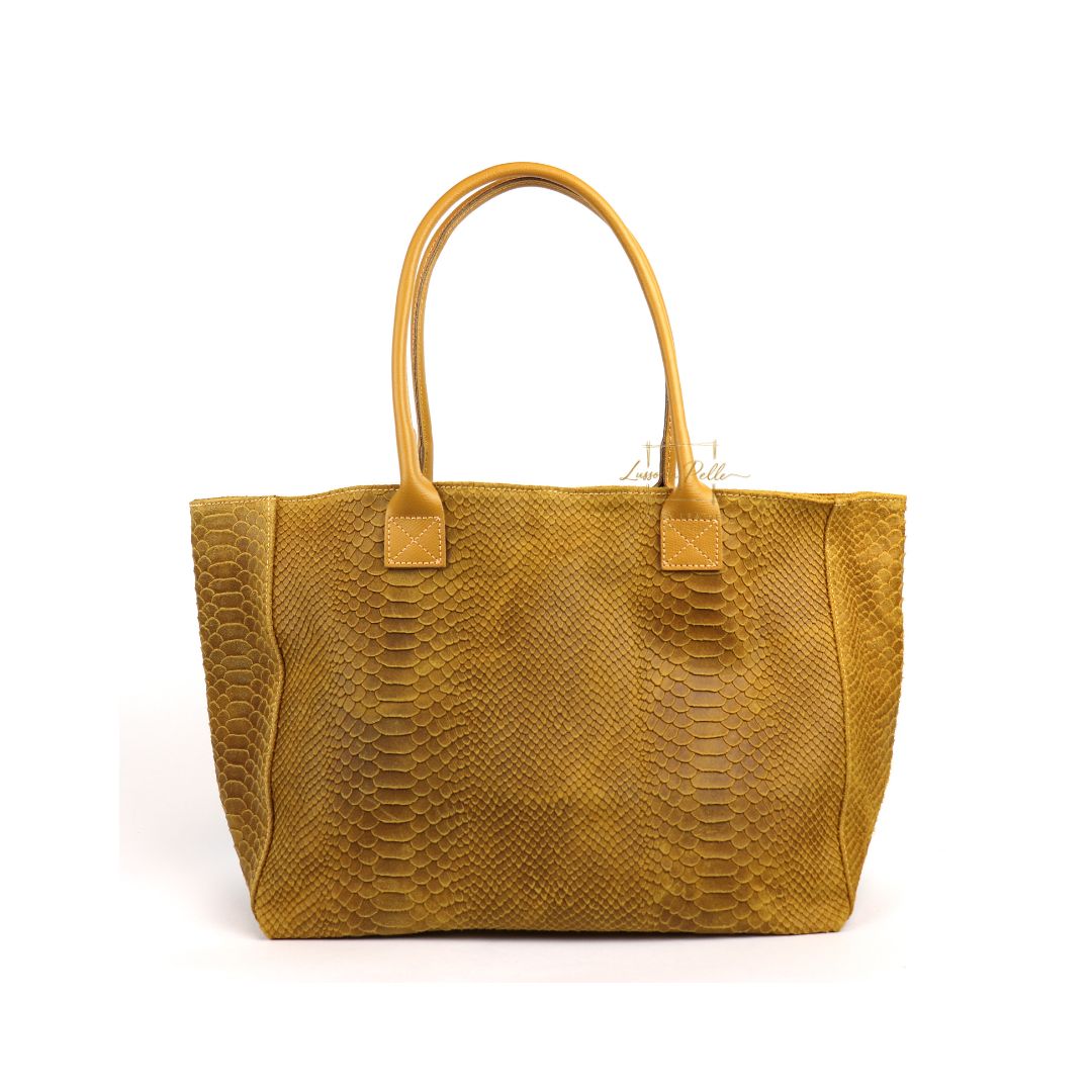 Suede Snake Print Two Style Large Shopper Bag