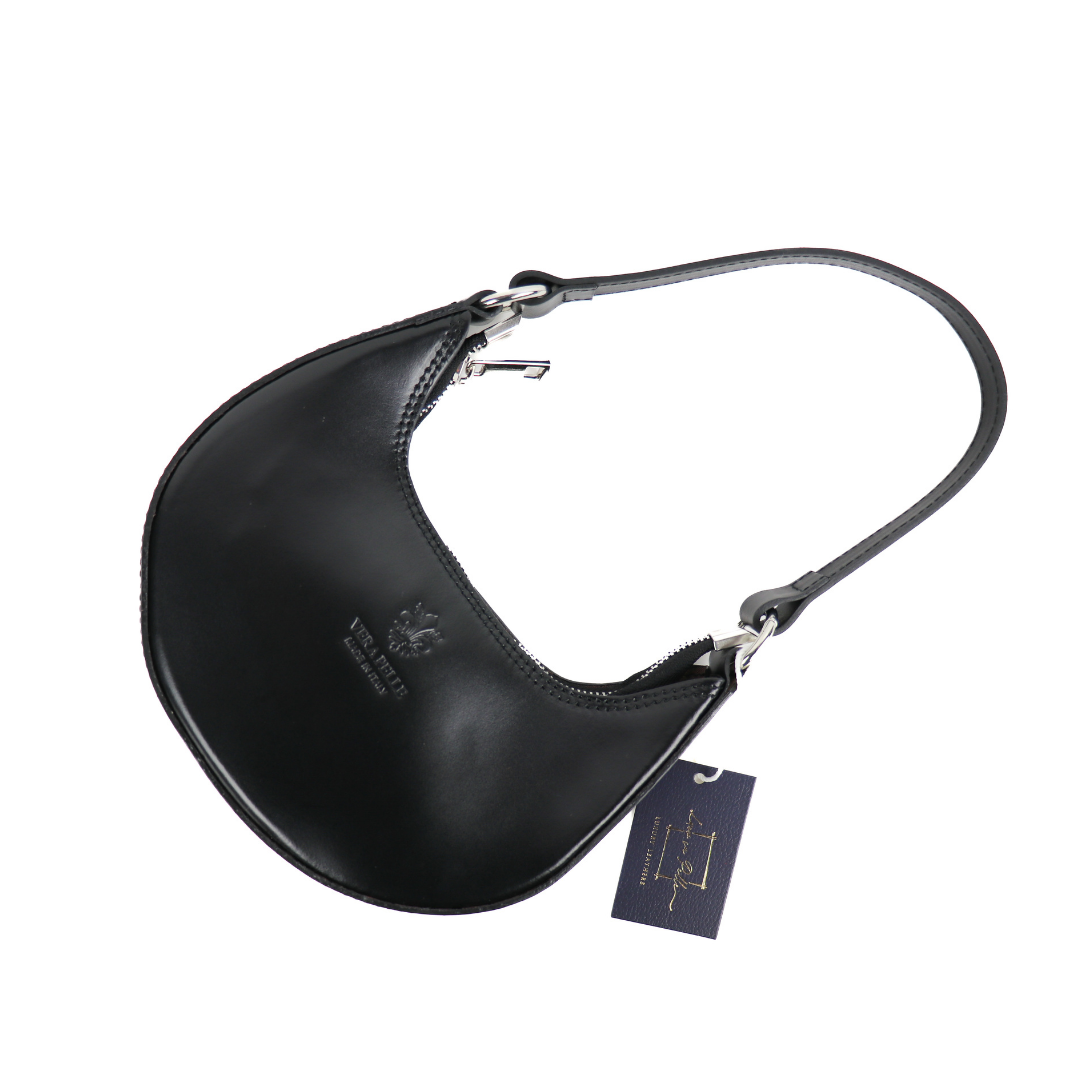 Small Shoulder Bag with Detachable Straps - Lussoinpelle Black Shoulder Bag
