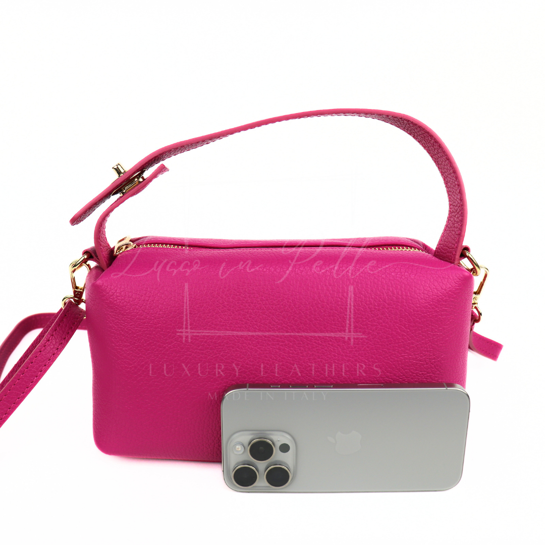 Top Handle Crossbody Leather Bad with Adjustable Detachable Straps - Lussoinpelle Beige Crossbody bags