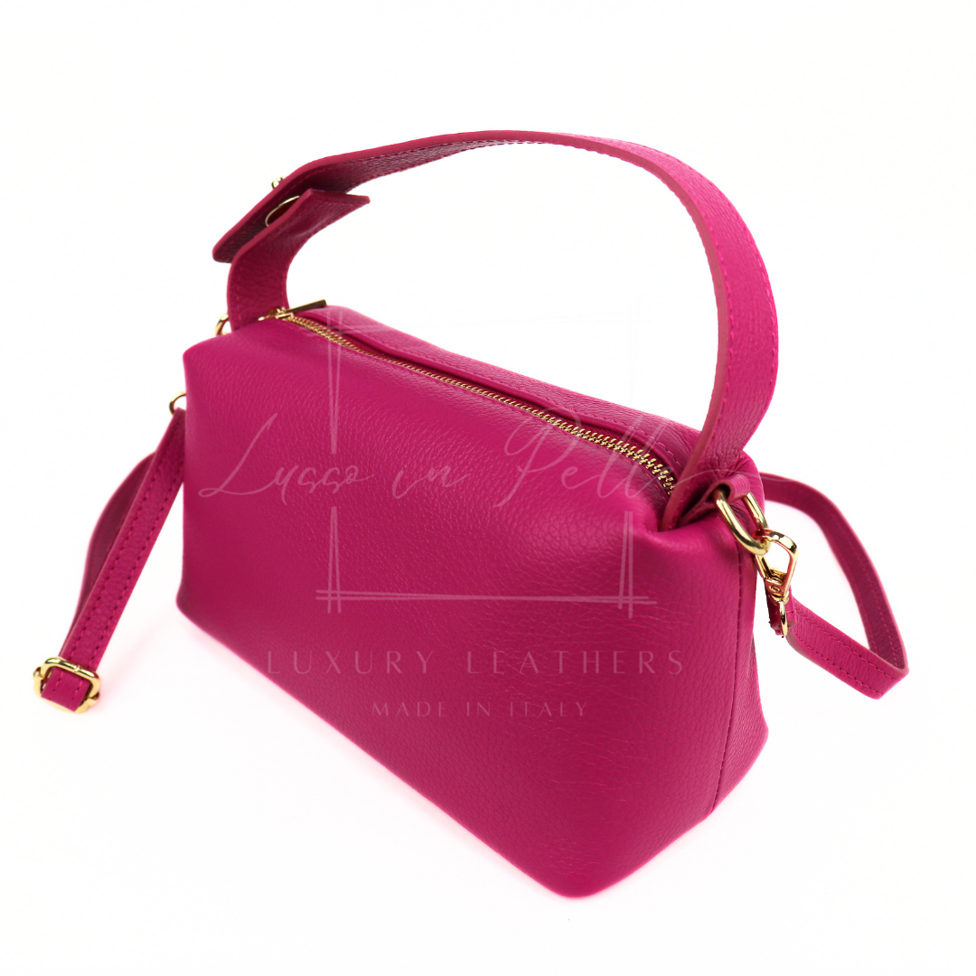 Top Handle Crossbody Leather Bad with Adjustable Detachable Straps - Lussoinpelle Beige Crossbody bags