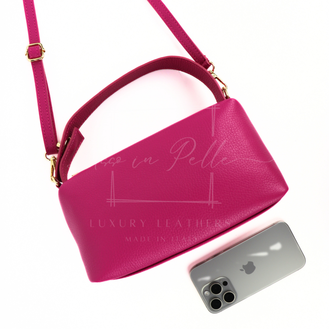 Top Handle Crossbody Leather Bad with Adjustable Detachable Straps - Lussoinpelle Beige Crossbody bags