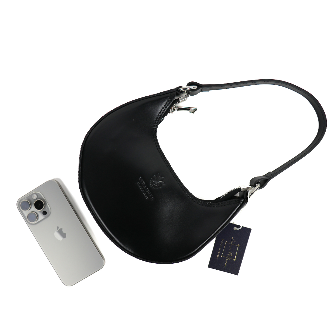 Small Shoulder Bag with Detachable Straps - Lussoinpelle Black Shoulder Bag
