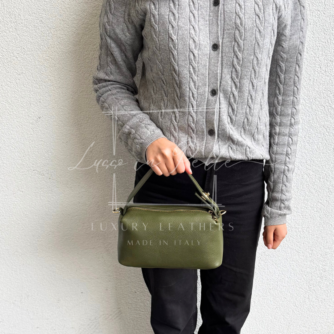 Top Handle Crossbody Leather Bad with Adjustable Detachable Straps