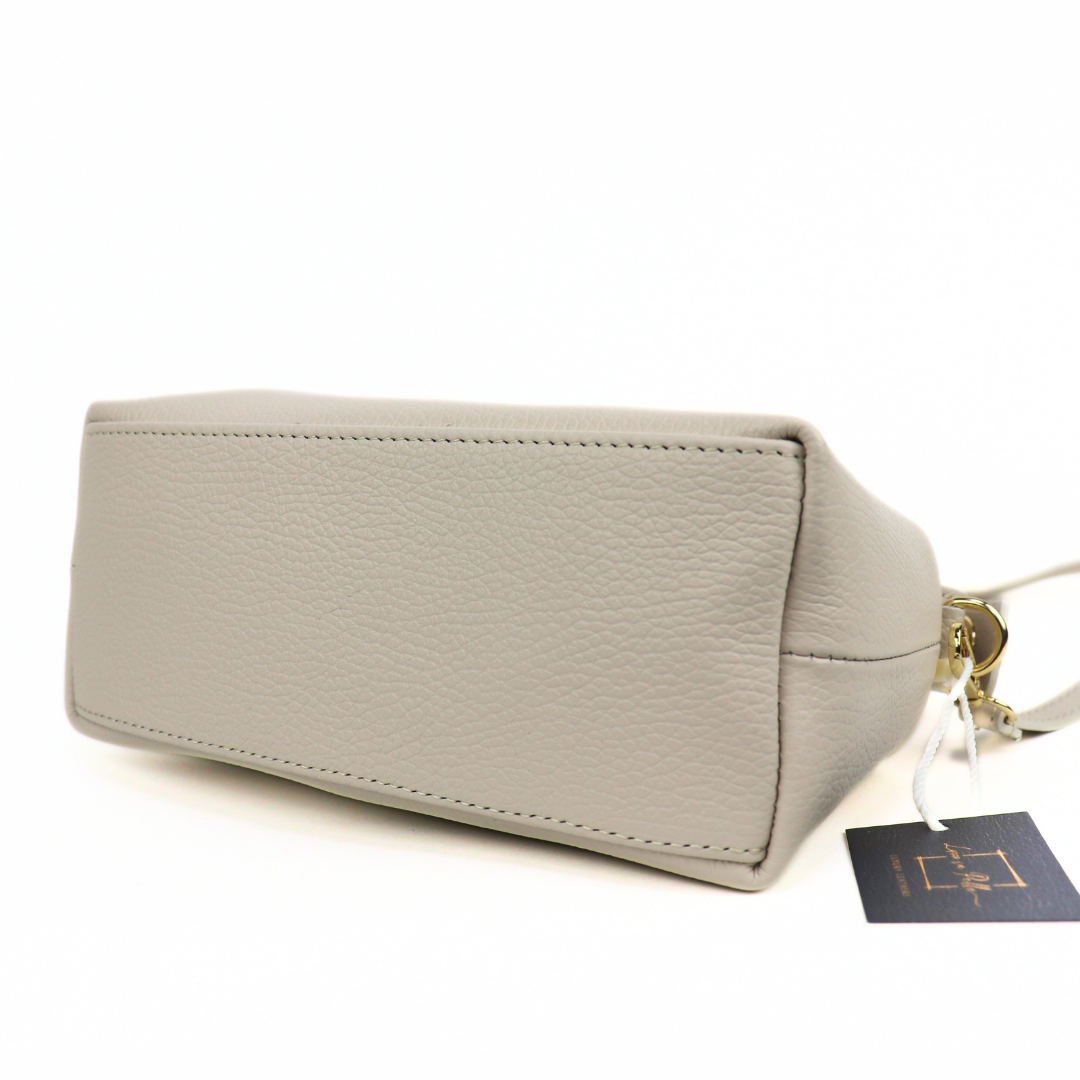 Top Handle Crossbody Leather Bad with Adjustable Detachable Straps - Lussoinpelle Beige Crossbody bags