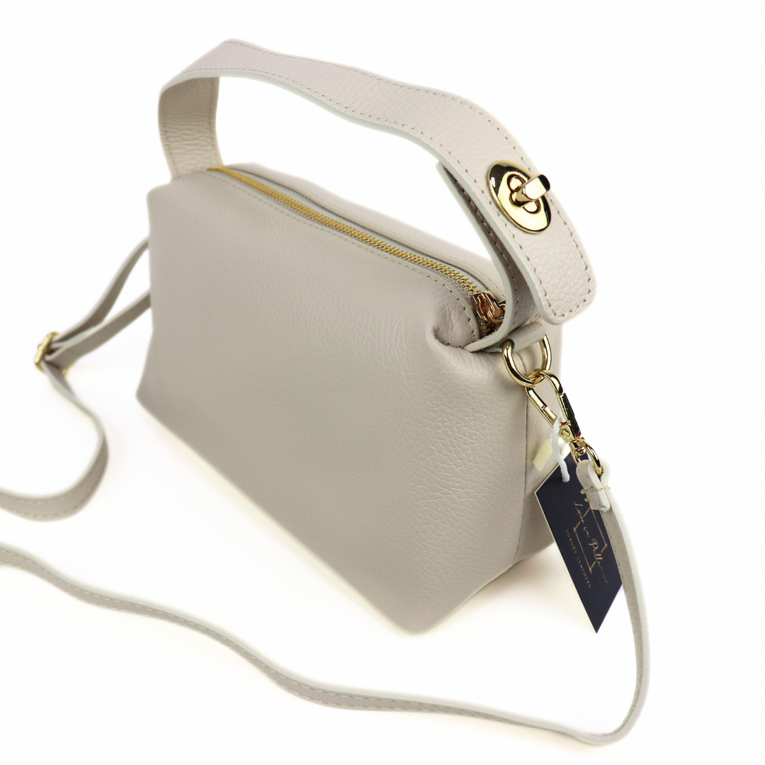 Top Handle Crossbody Leather Bad with Adjustable Detachable Straps - Lussoinpelle Beige Crossbody bags