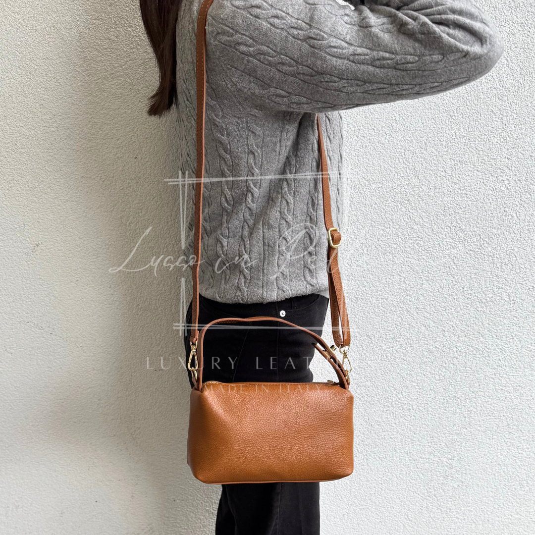 Top Handle Crossbody Leather Bad with Adjustable Detachable Straps