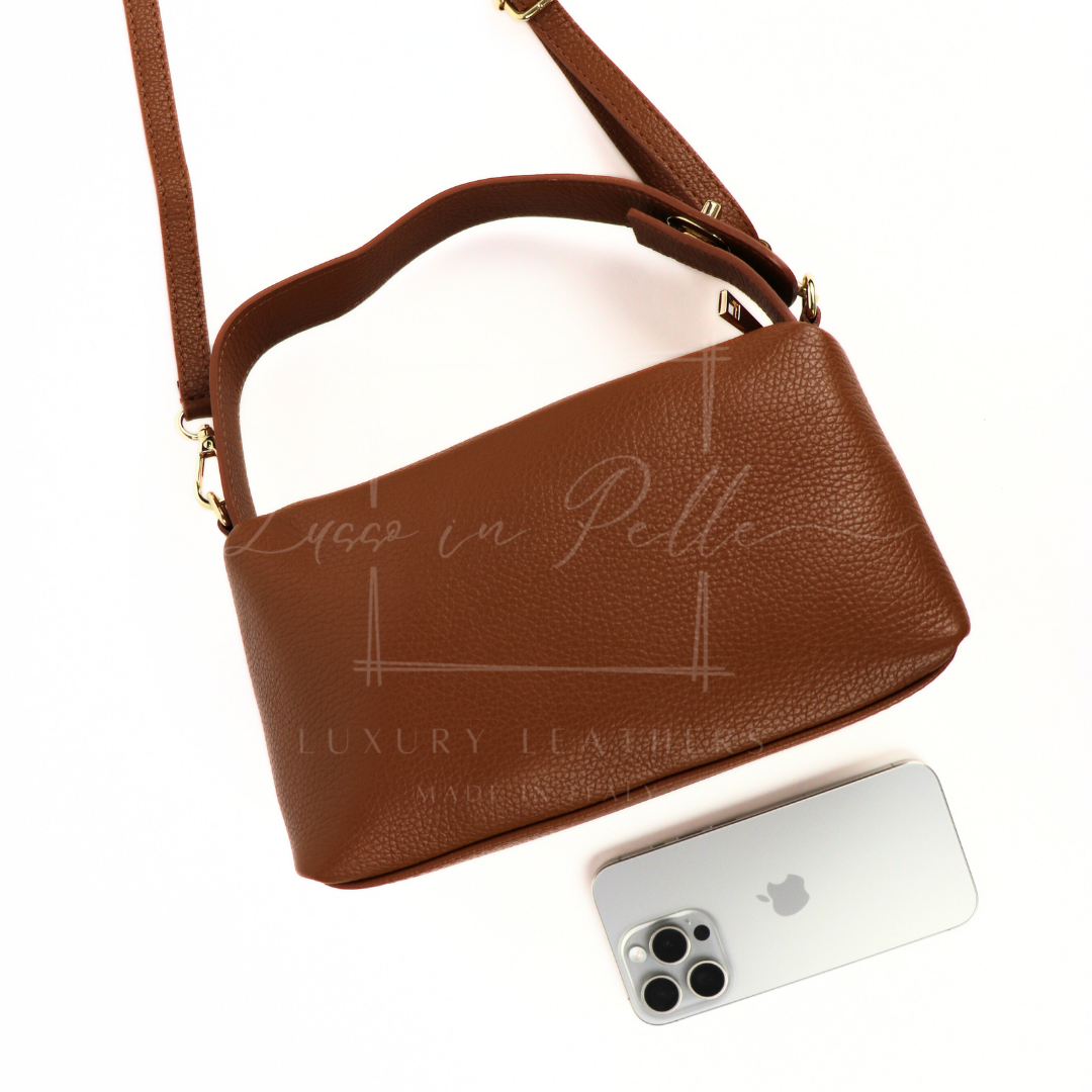 Top Handle Crossbody Leather Bad with Adjustable Detachable Straps