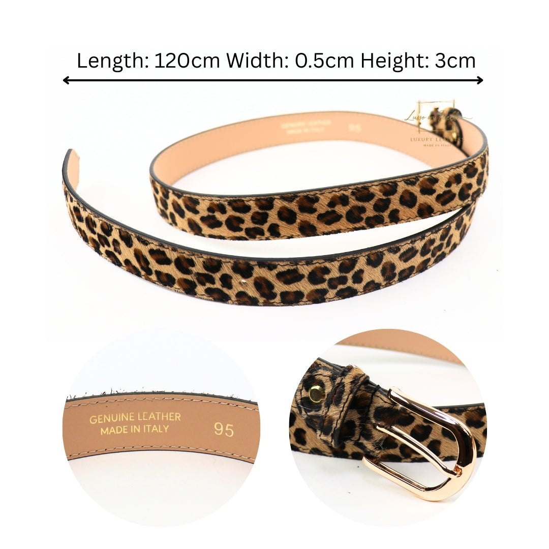 Gold Hardware Animal Print Leather Belt