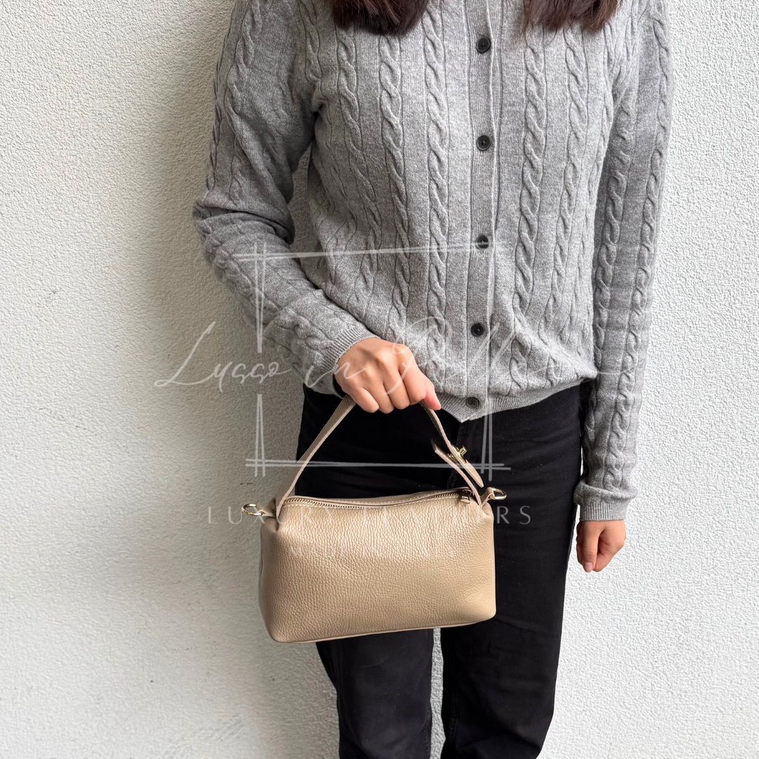 Top Handle Crossbody Leather Bad with Adjustable Detachable Straps