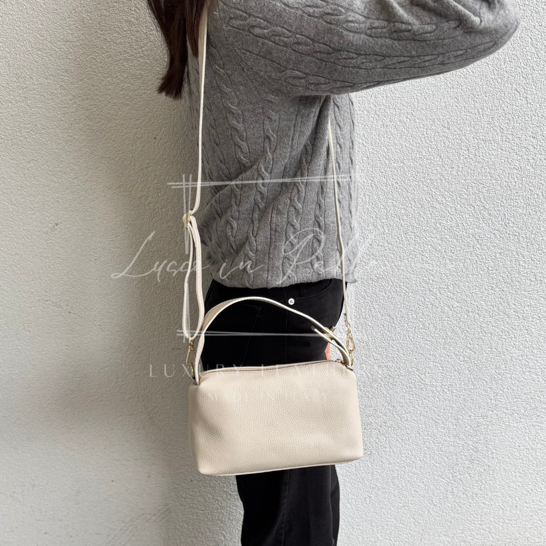 Top Handle Crossbody Leather Bad with Adjustable Detachable Straps