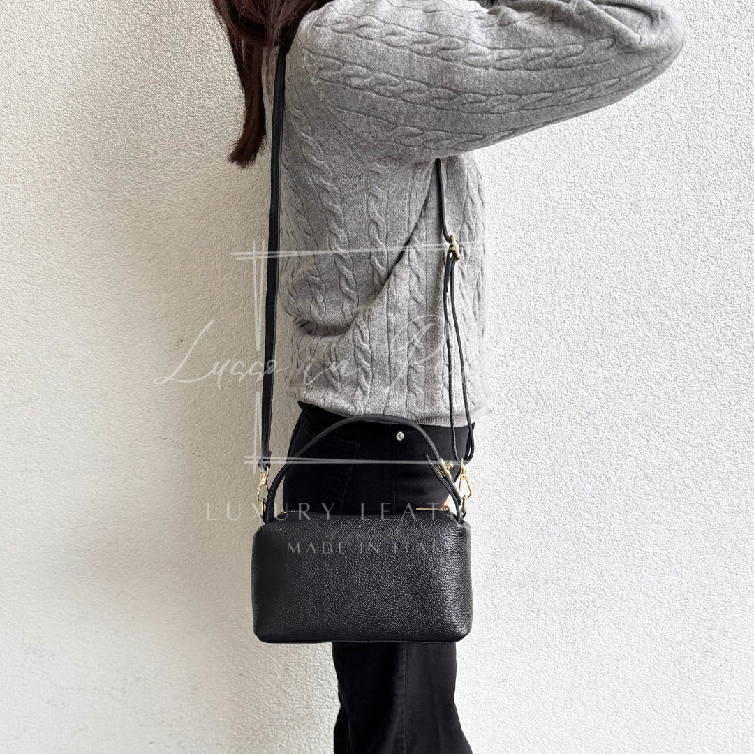 Top Handle Crossbody Leather Bad with Adjustable Detachable Straps
