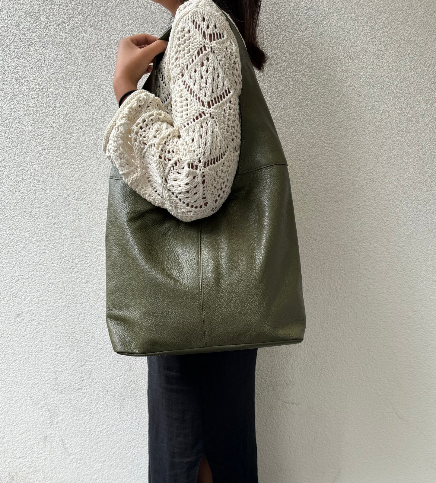 Cali Genuine Leather Hobo Bag Everyday Practical Leather Tote Bag - Lussoinpelle Black Tote bags