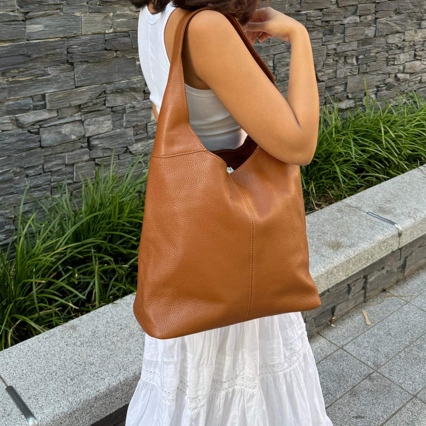 Cali Genuine Leather Hobo Bag Everyday Practical Leather Tote Bag - Lussoinpelle Black Tote bags