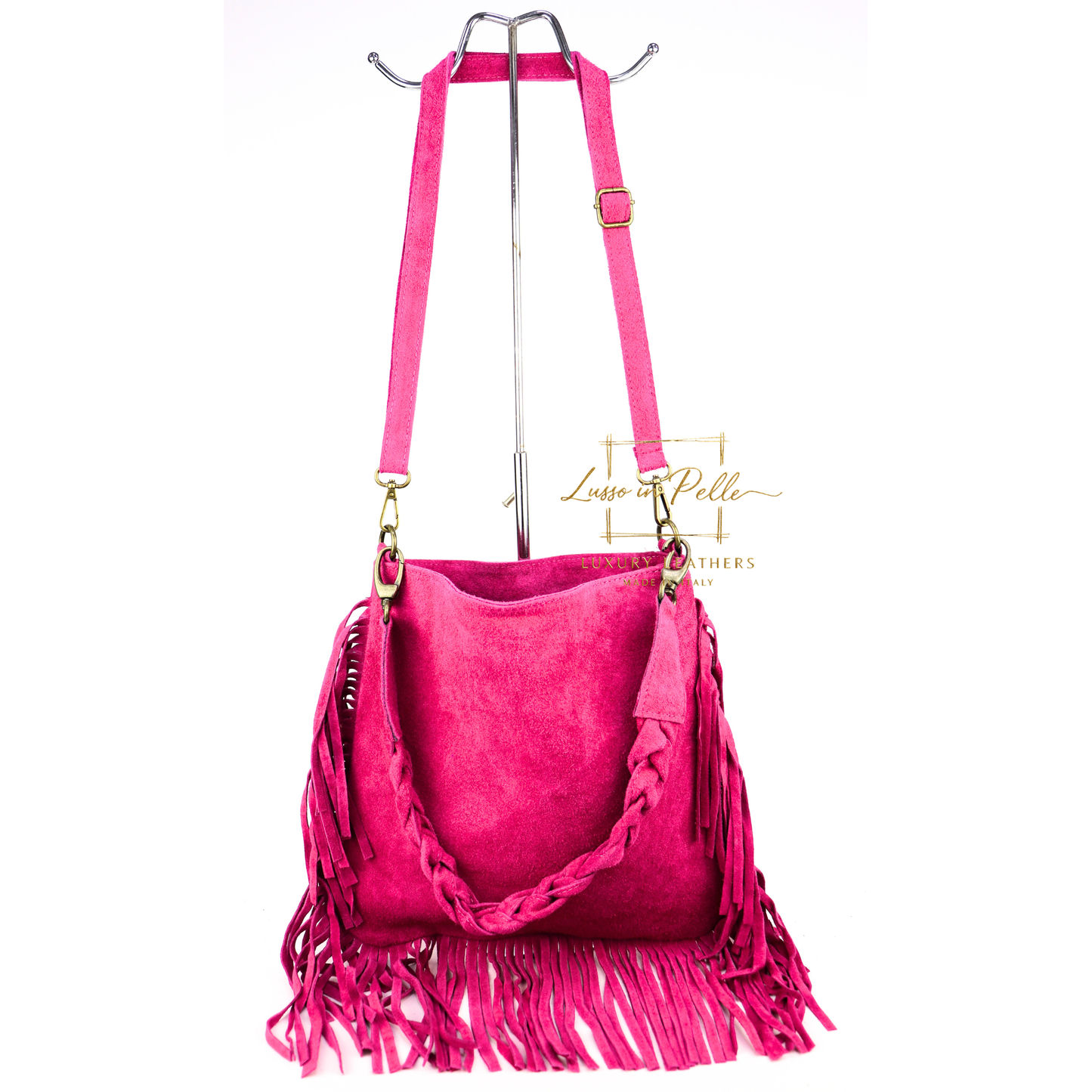 Marina Suede Shoulder/Crossbody Bag with Fringe