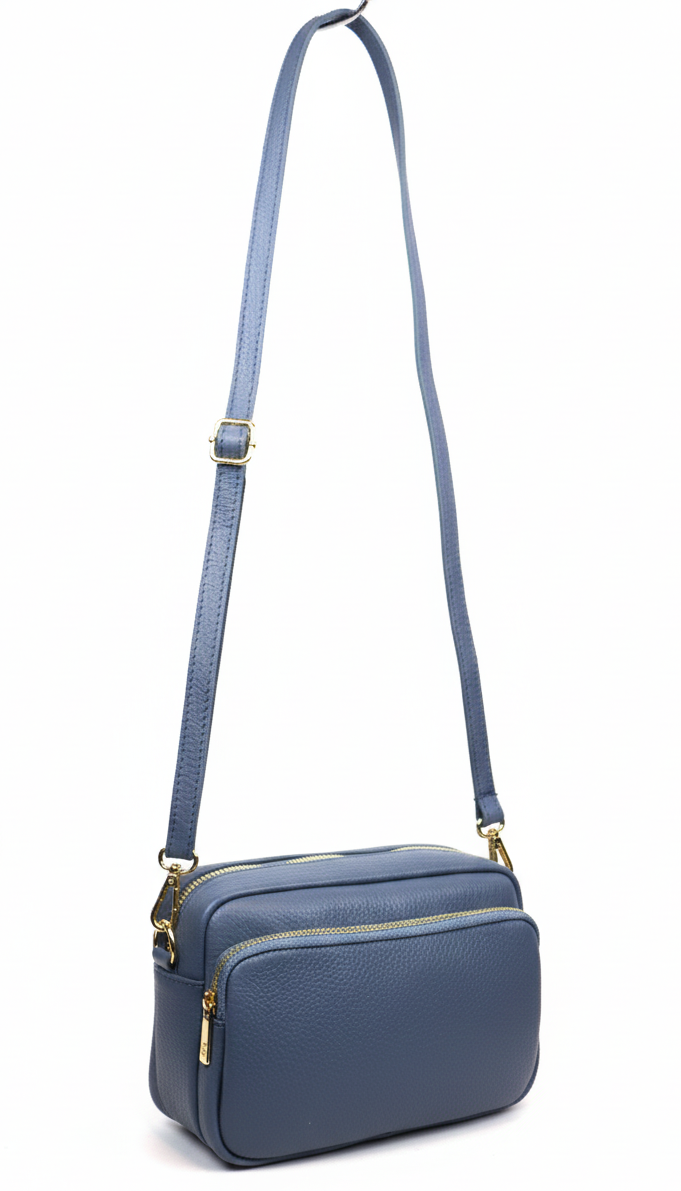 Double Zip Genuine Italian Leather Handbag