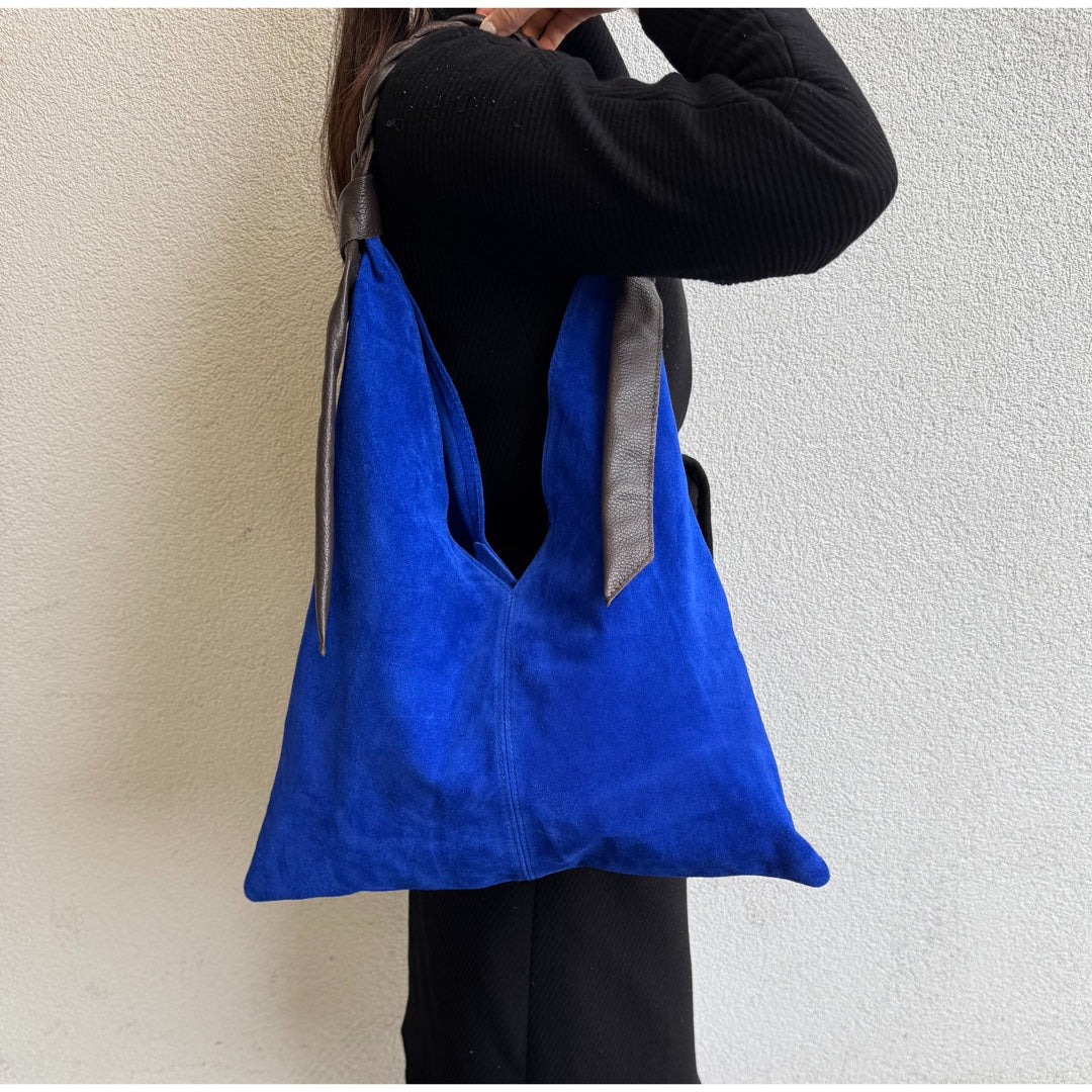 Suede Hobo Bag - Lussoinpelle Royal Blue Tote bags