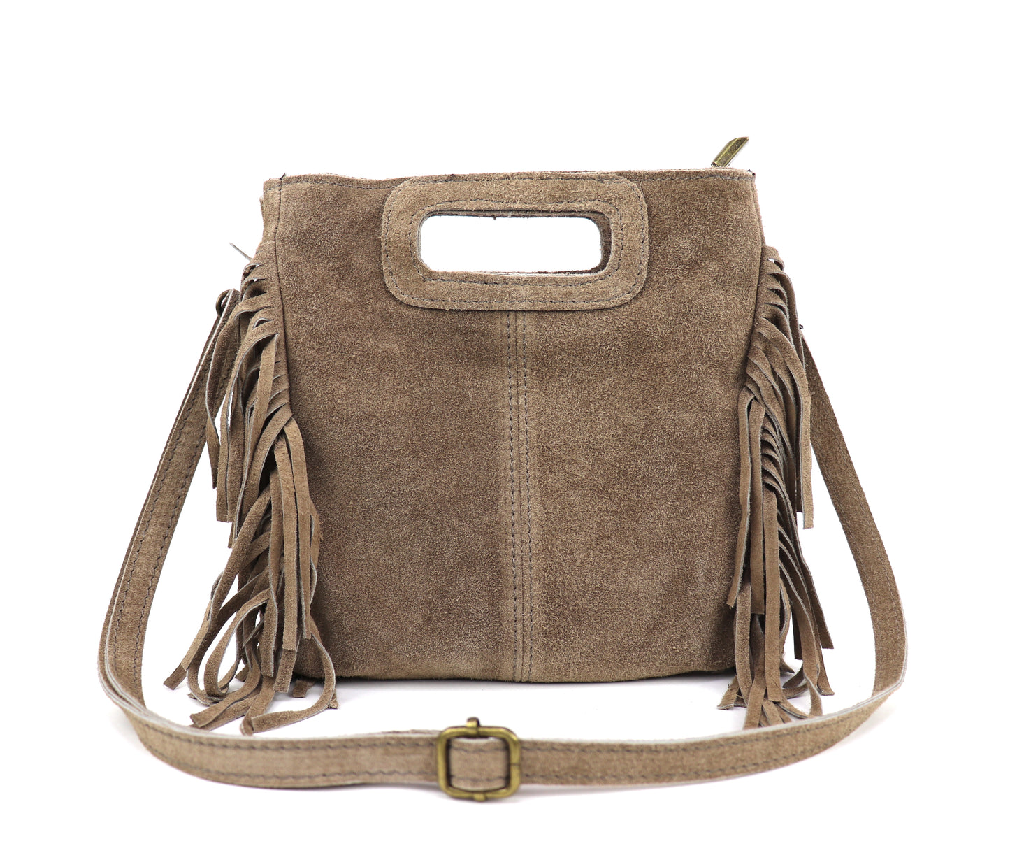 Suede Boho Tassel Crossbody Bag with Adjustable Detachable Straps