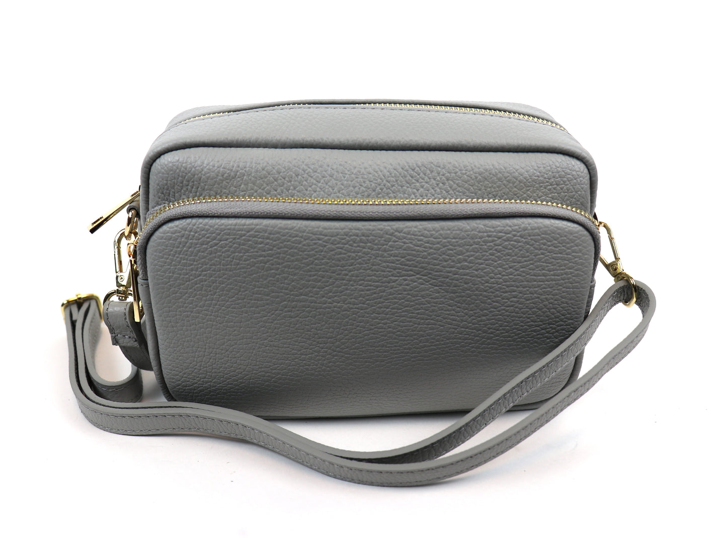 Double Zip Genuine Italian Leather Handbag