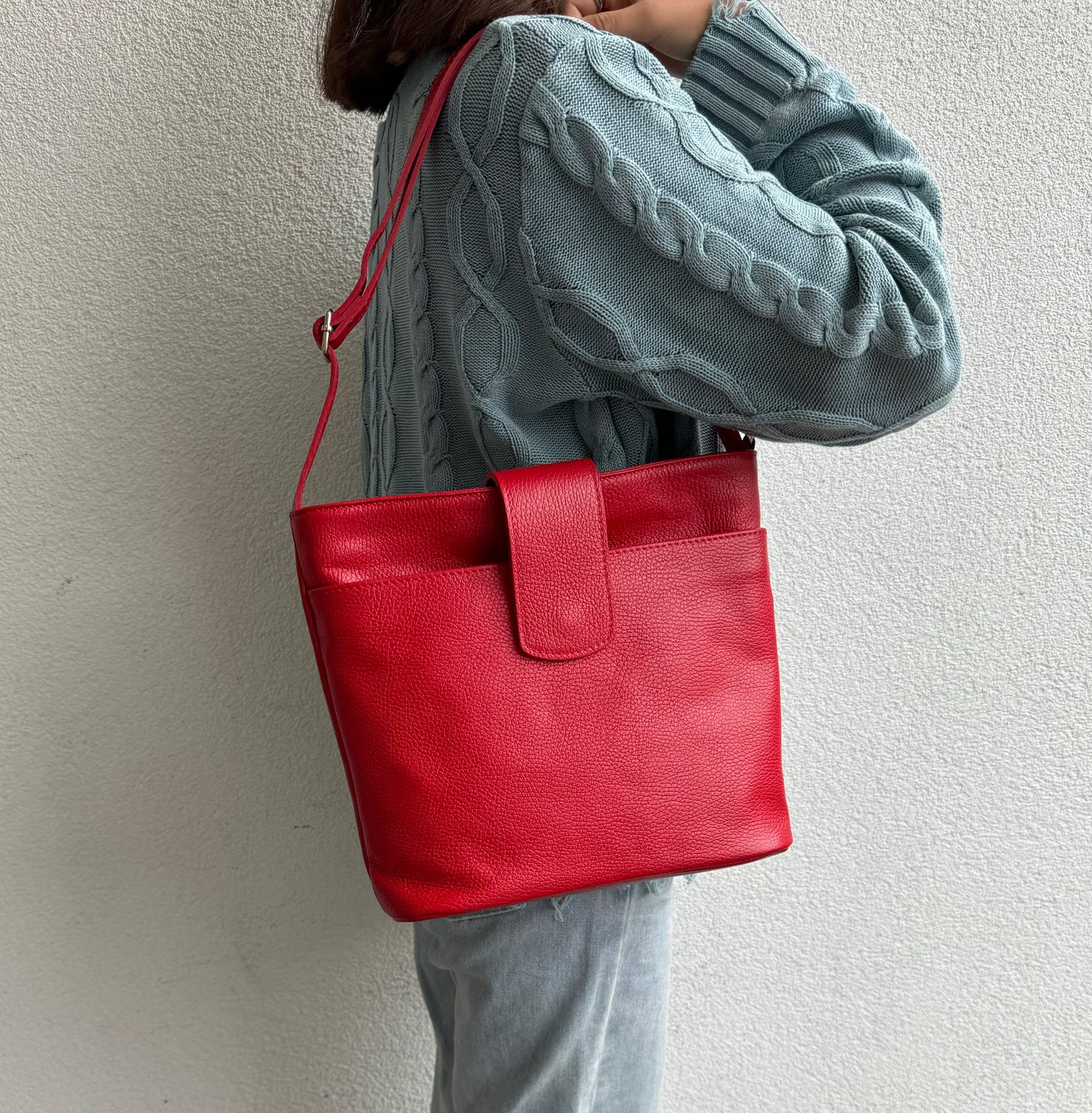 Italian Leather Shoulder/Crossbody Bag with Adjustable Straps