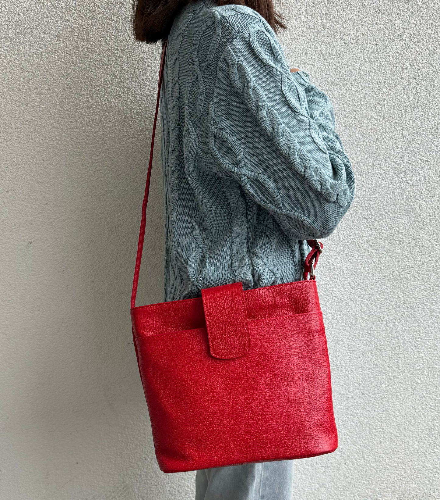 Italian Leather Shoulder/Crossbody Bag with Adjustable Straps
