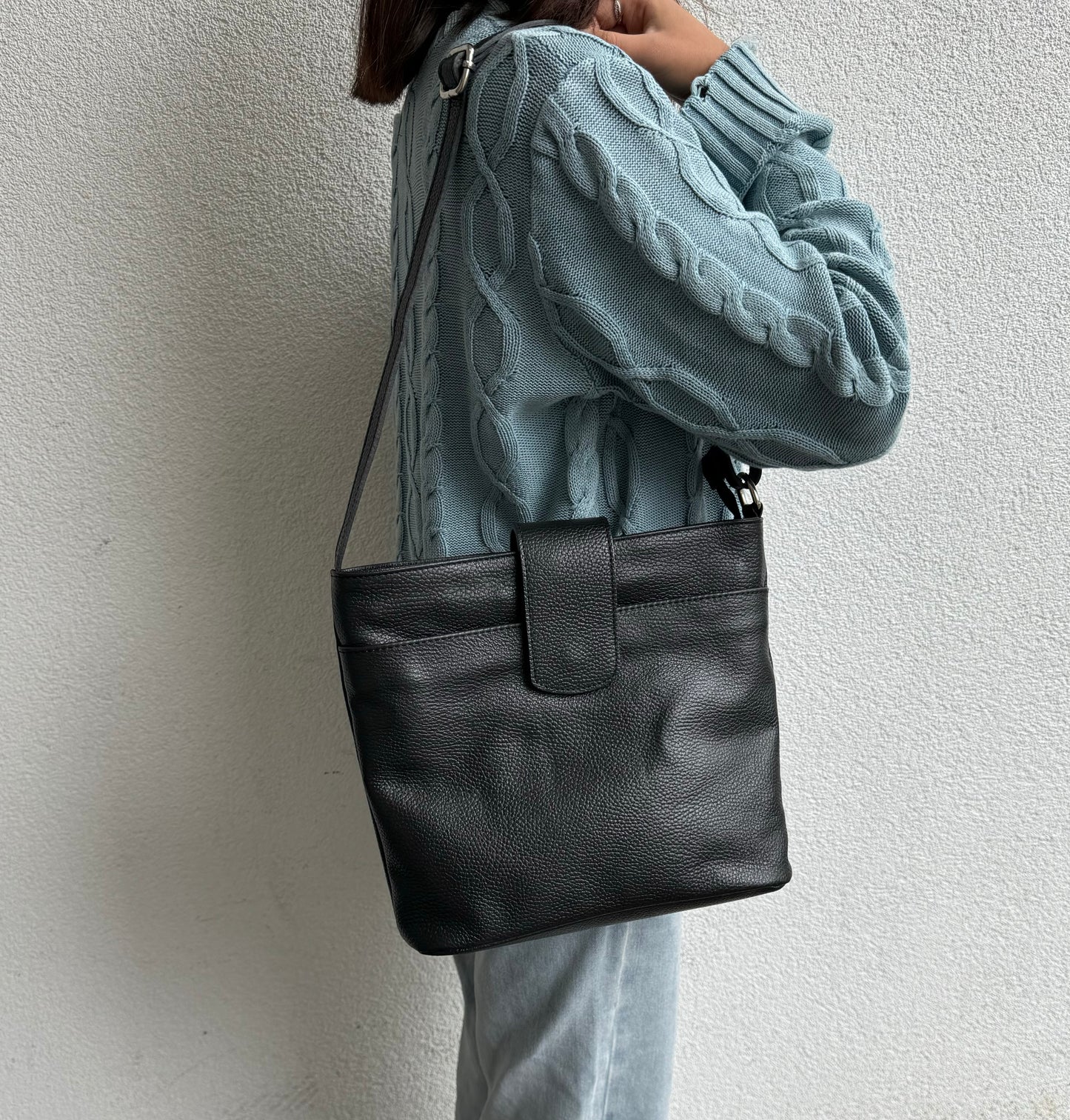 Italian Leather Shoulder/Crossbody Bag with Adjustable Straps