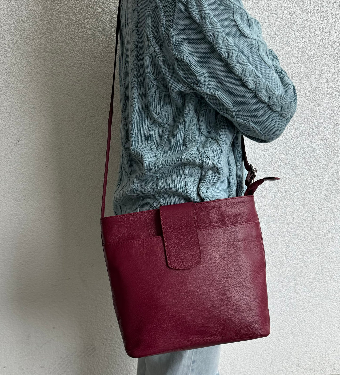 Italian Leather Shoulder/Crossbody Bag with Adjustable Straps