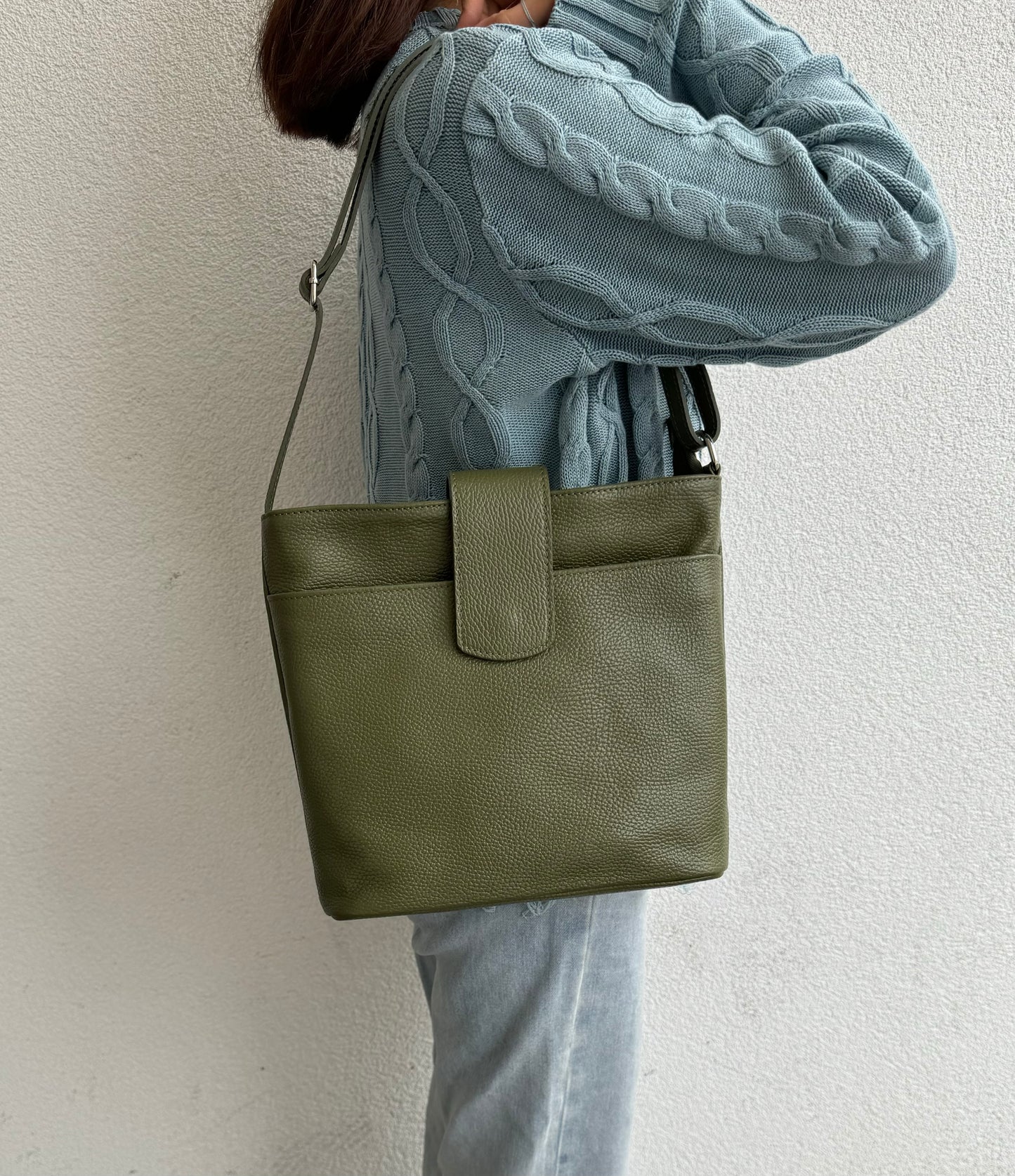 Italian Leather Shoulder/Crossbody Bag with Adjustable Straps
