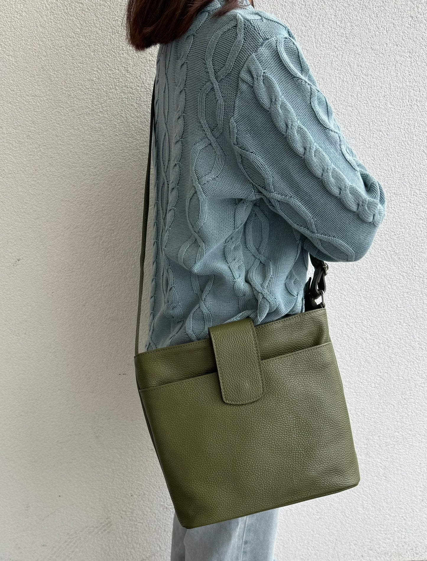Italian Leather Shoulder/Crossbody Bag with Adjustable Straps