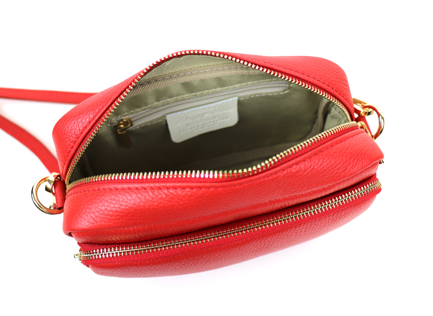 Double Zip Genuine Italian Leather Handbag