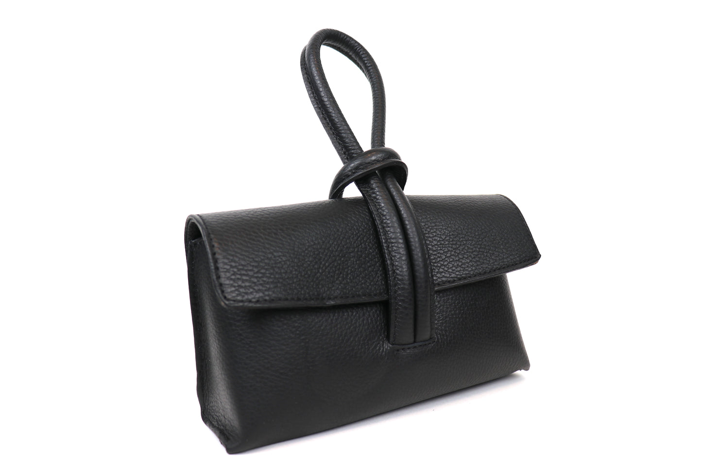 Rose Italian Leather Handbag with Detachable Straps BLACK