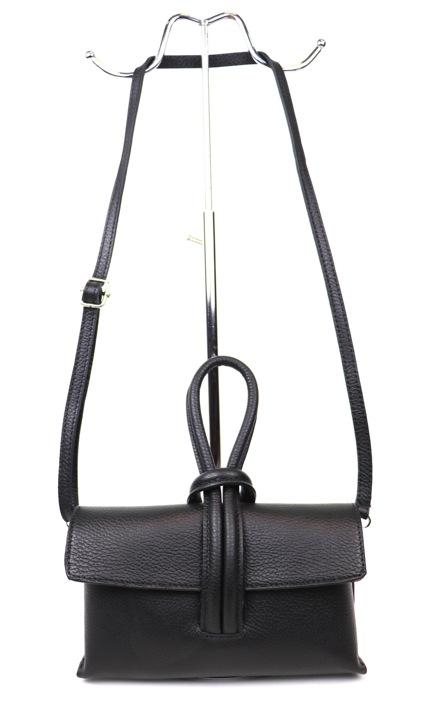 Rose Italian Leather Handbag with Detachable Straps BLACK
