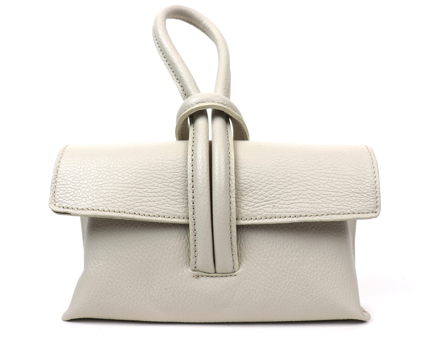 Rose Italian Leather Handbag with Detachable Straps WHITE
