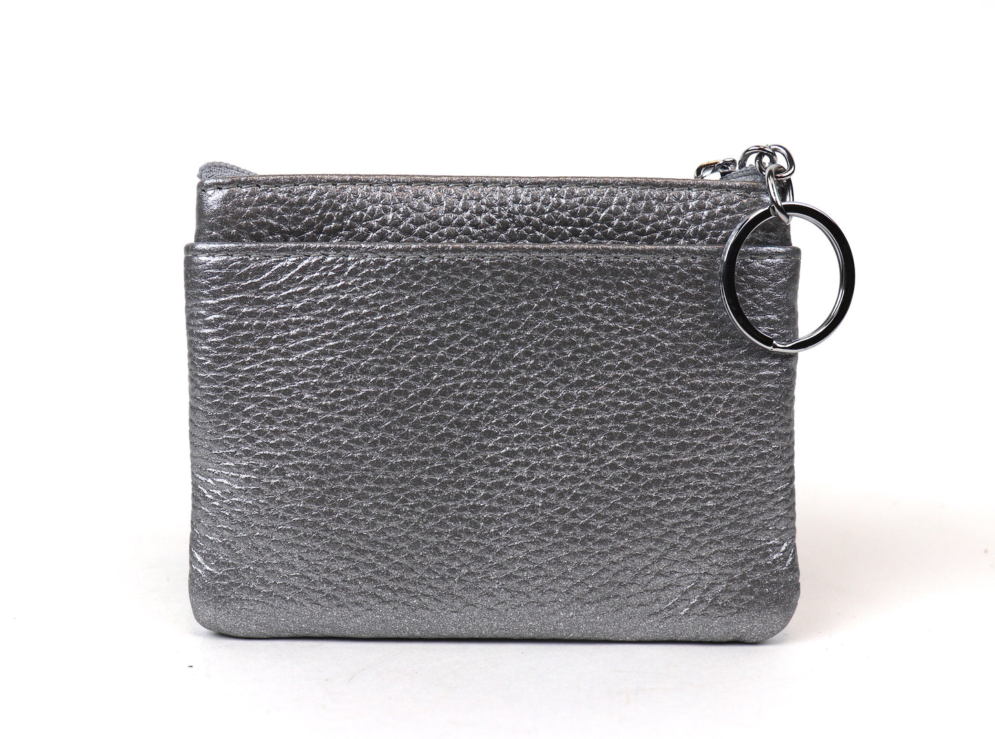 Leather Small Three Zip Card/Cash Pouch - Lussoinpelle Silver