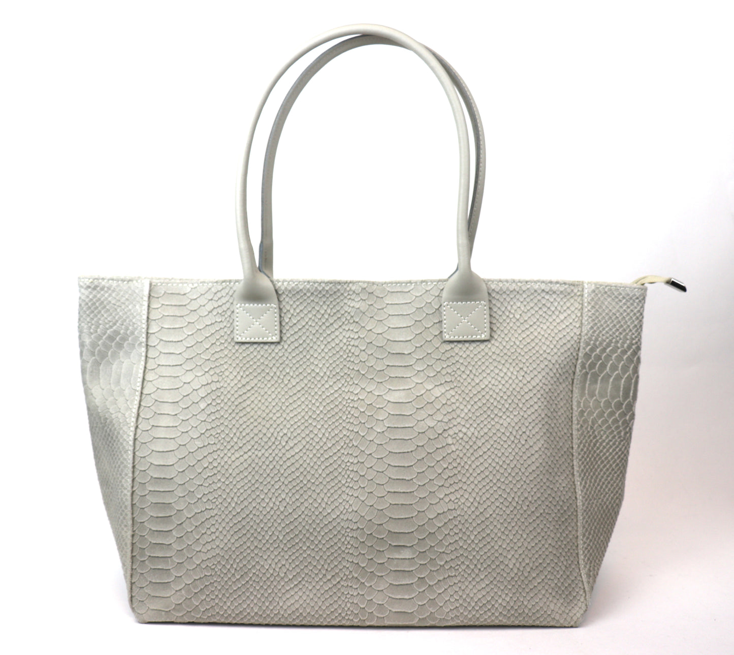 Cream Suede Two Style Large Shopper Bag - Front View