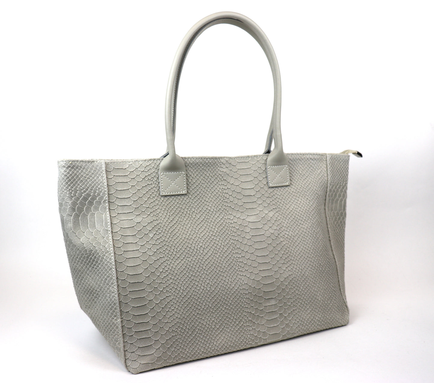 Cream Suede Two Style Large Shopper Bag - Front View