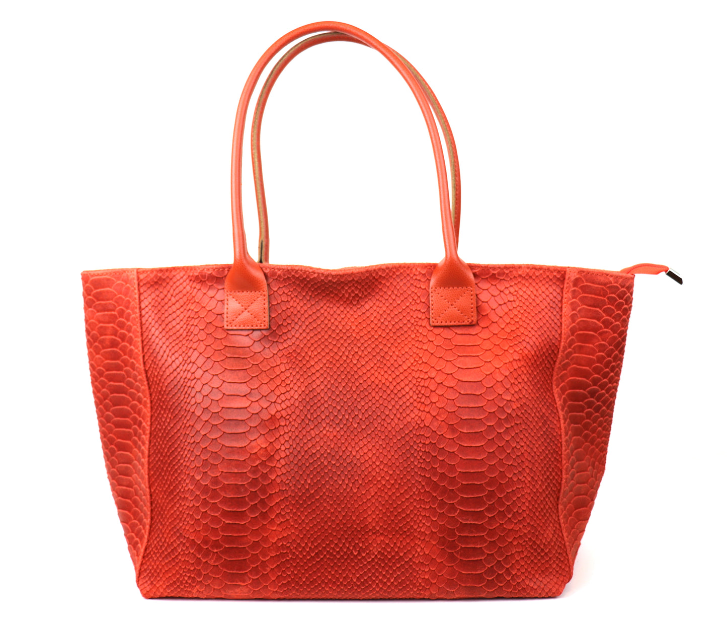Burnt Orange Suede Two Style Large Shopper Bag - Front View