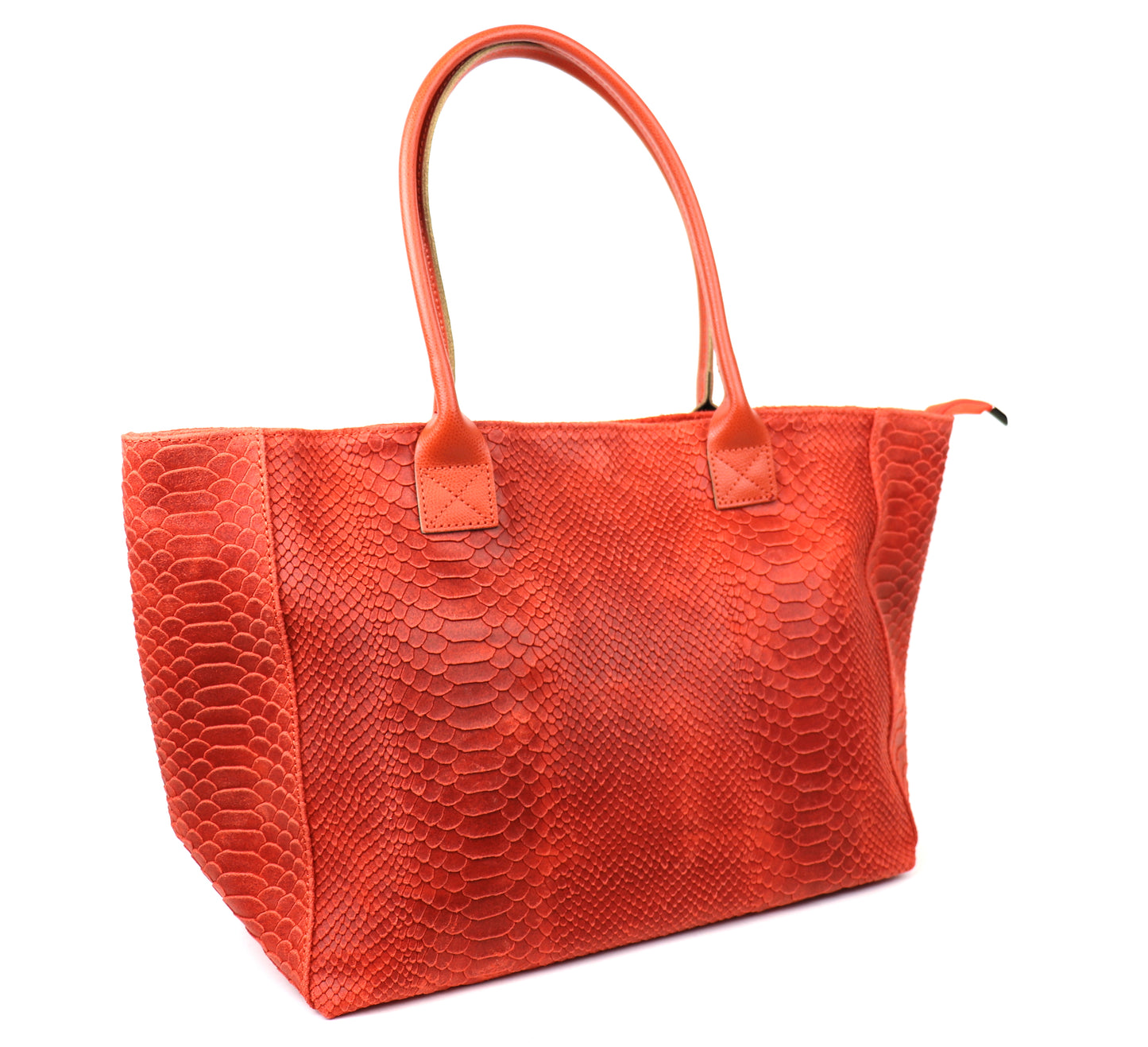 Burnt Orange Suede Two Style Large Shopper Bag - Front View