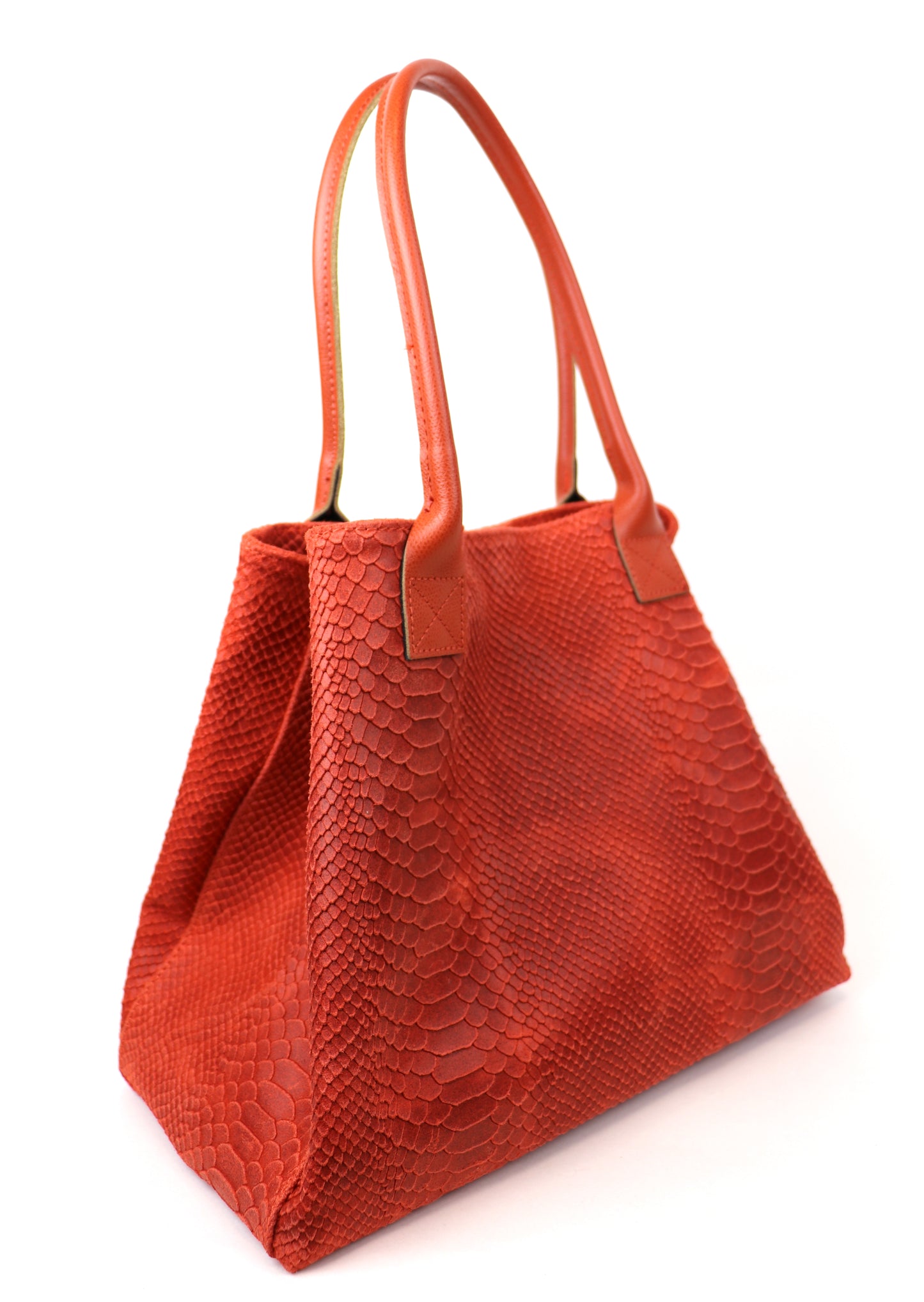 Burnt Orange Suede Two Style Large Shopper Bag - Side Angle