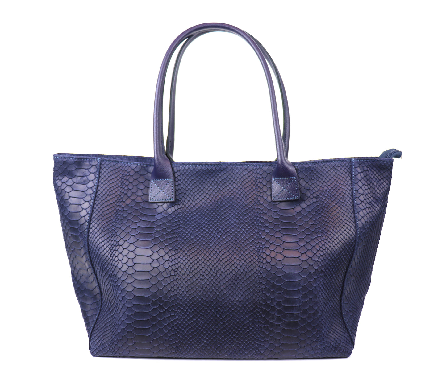 Navy Suede Two Style Large Shopper Bag - Front View