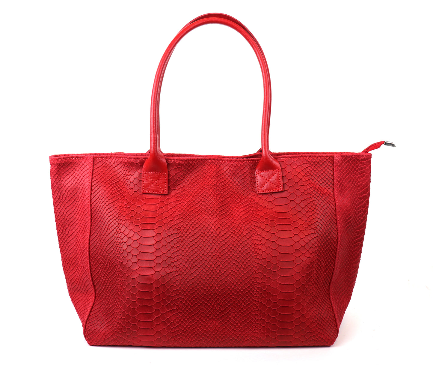 Red Suede Two Style Large Shopper Bag - Front View