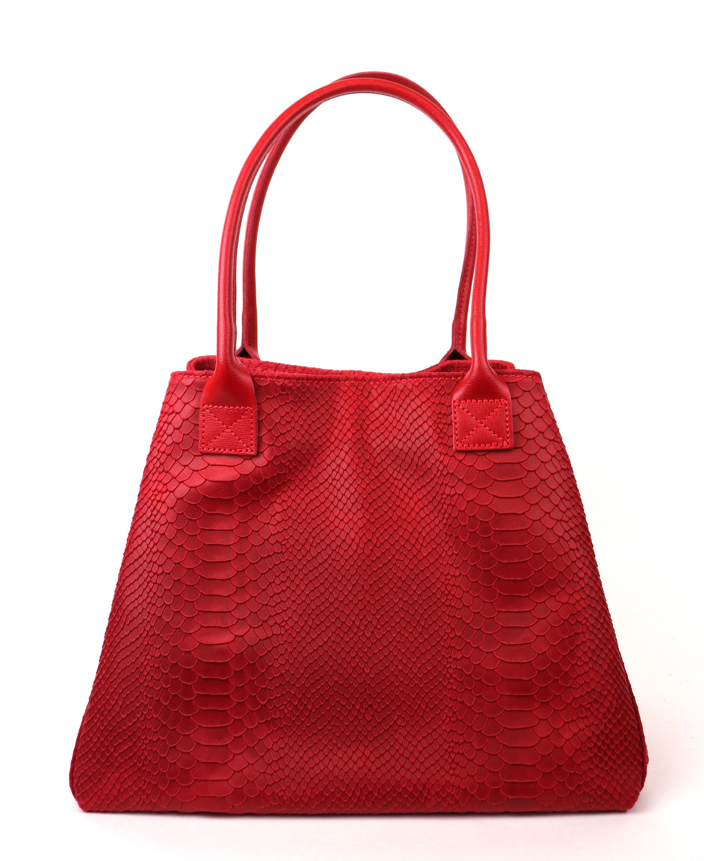 Red Suede Two Style Large Shopper Bag - Front View