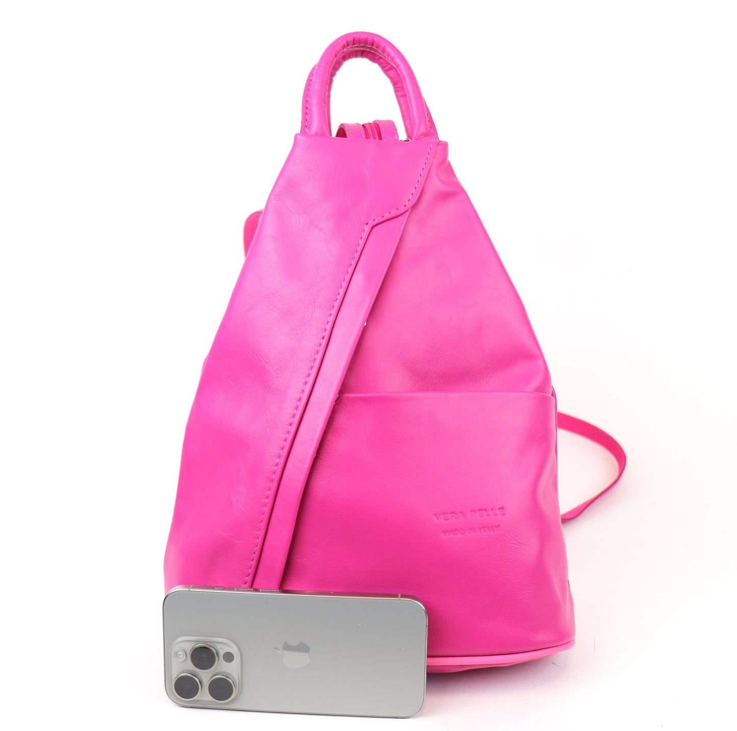 Vera Pelle Handmade Soft Leather Backpack Single Tone - Lussoinpelle Nude Pink Bakcpack